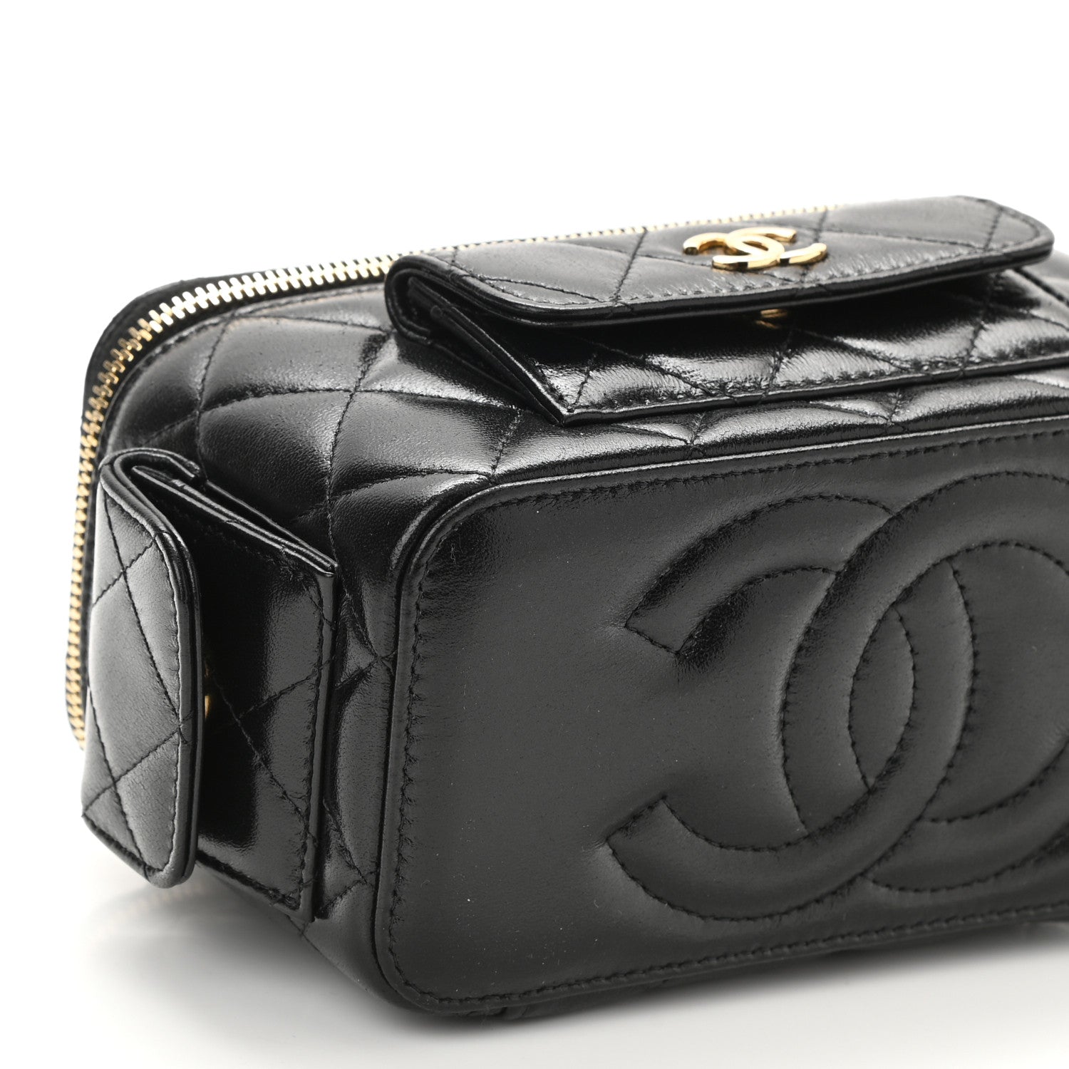 Chanel Lambskin Quilted Polly Pocket East West Top Vanity With Chain Black 10 of 12