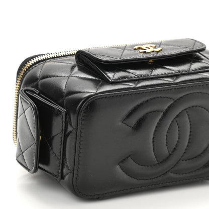 Chanel Lambskin Quilted Polly Pocket East West Top Vanity With Chain Black 10 of 12