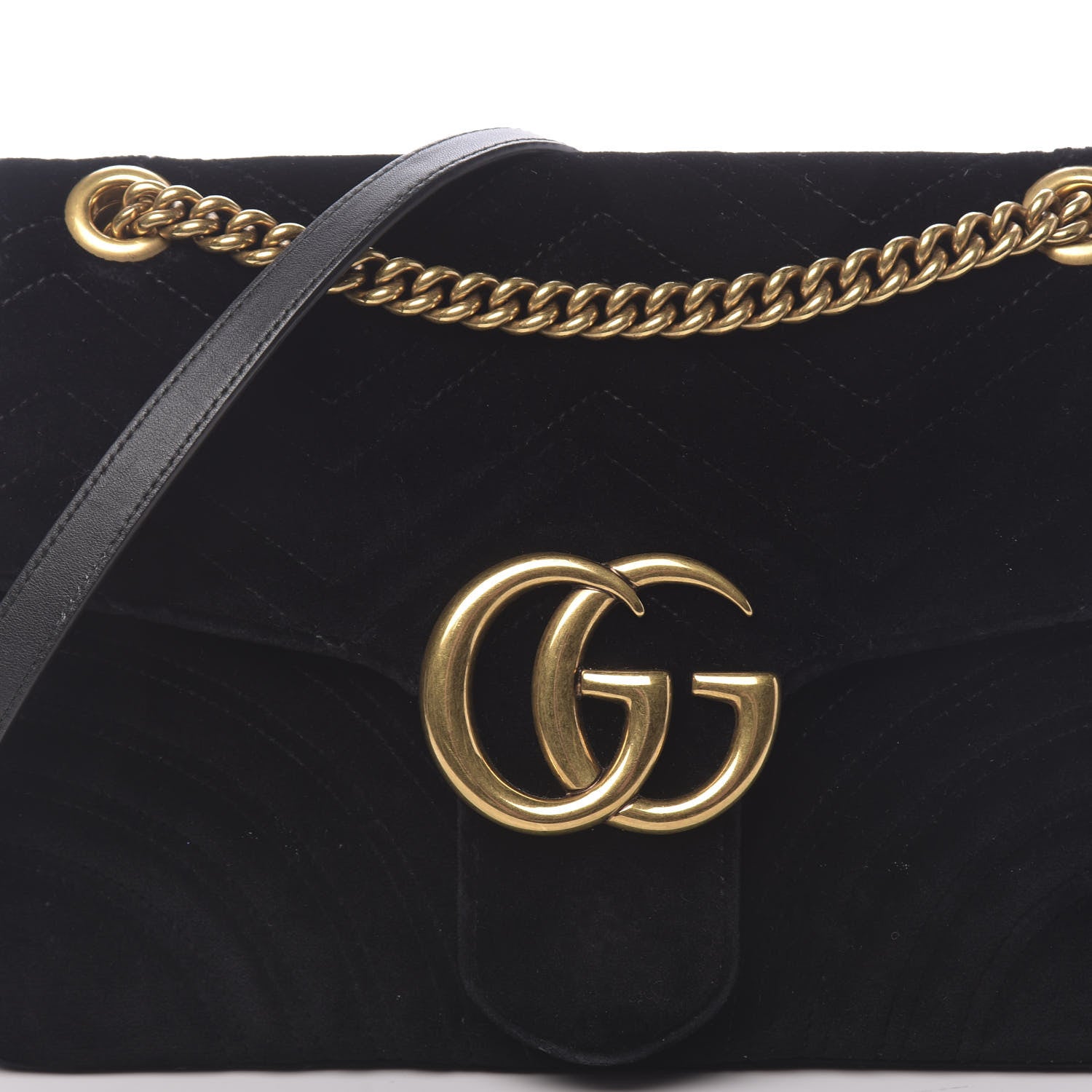 Gucci Velvet Matelasse Medium GG Marmont Shoulder Bag Black 14 of 15