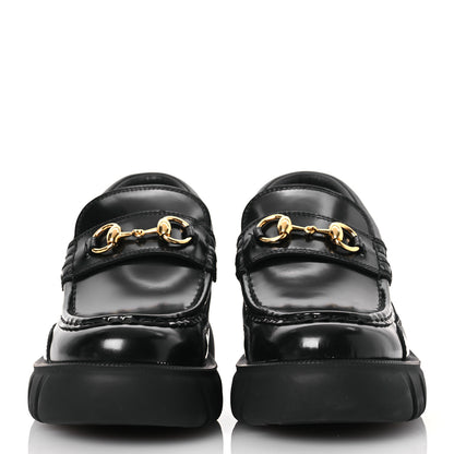 Gucci Magnum Calfskin Nappa Samoa Womens Horsebit Platform Chunky Lug Sole 40mm Loafers 40.5 Black 2 of 12