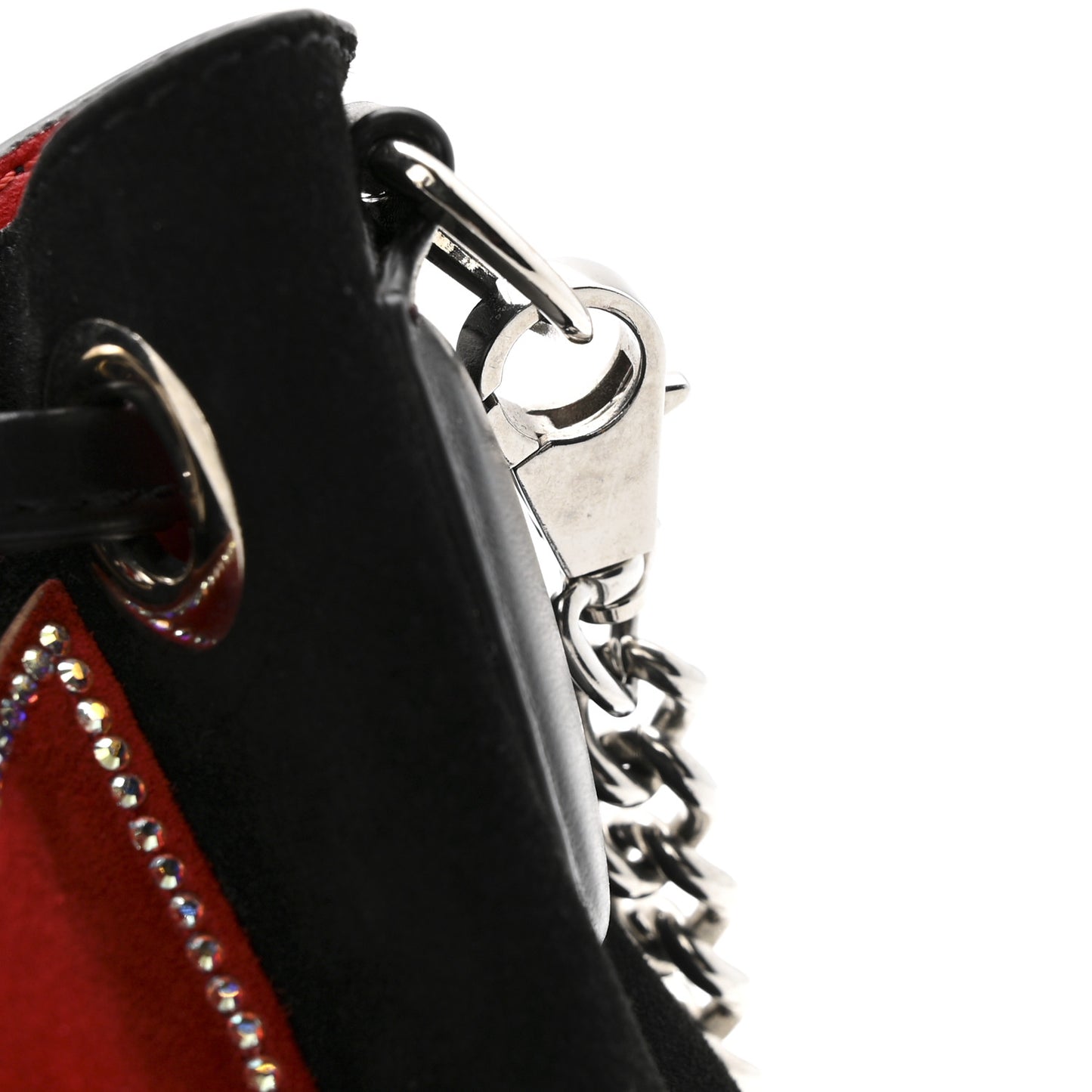 Suede Strass Love Marie Jane Bucket Black Red