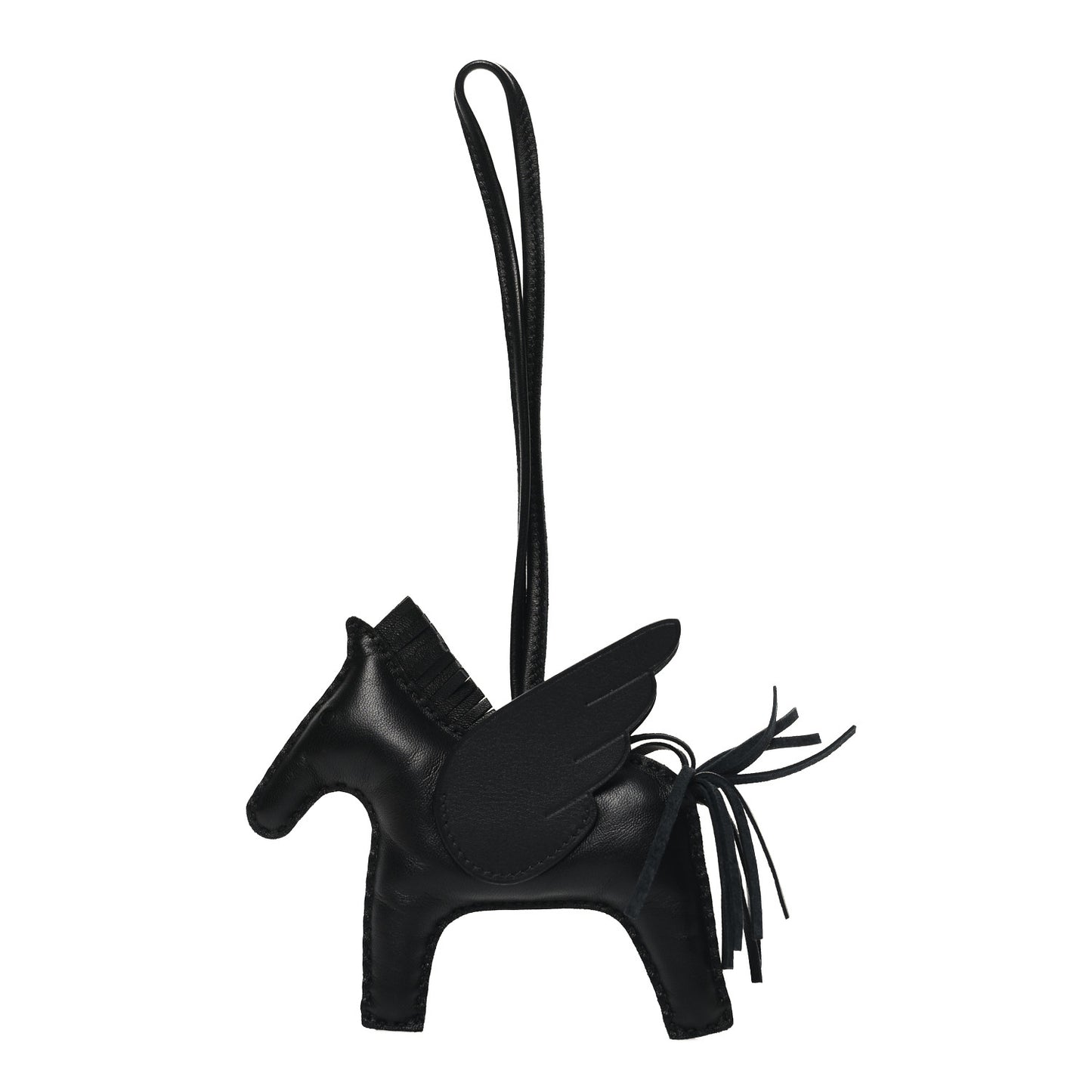 Milo Lambskin Grigri Rodeo Pegase Horse Bag Charm MM So Black