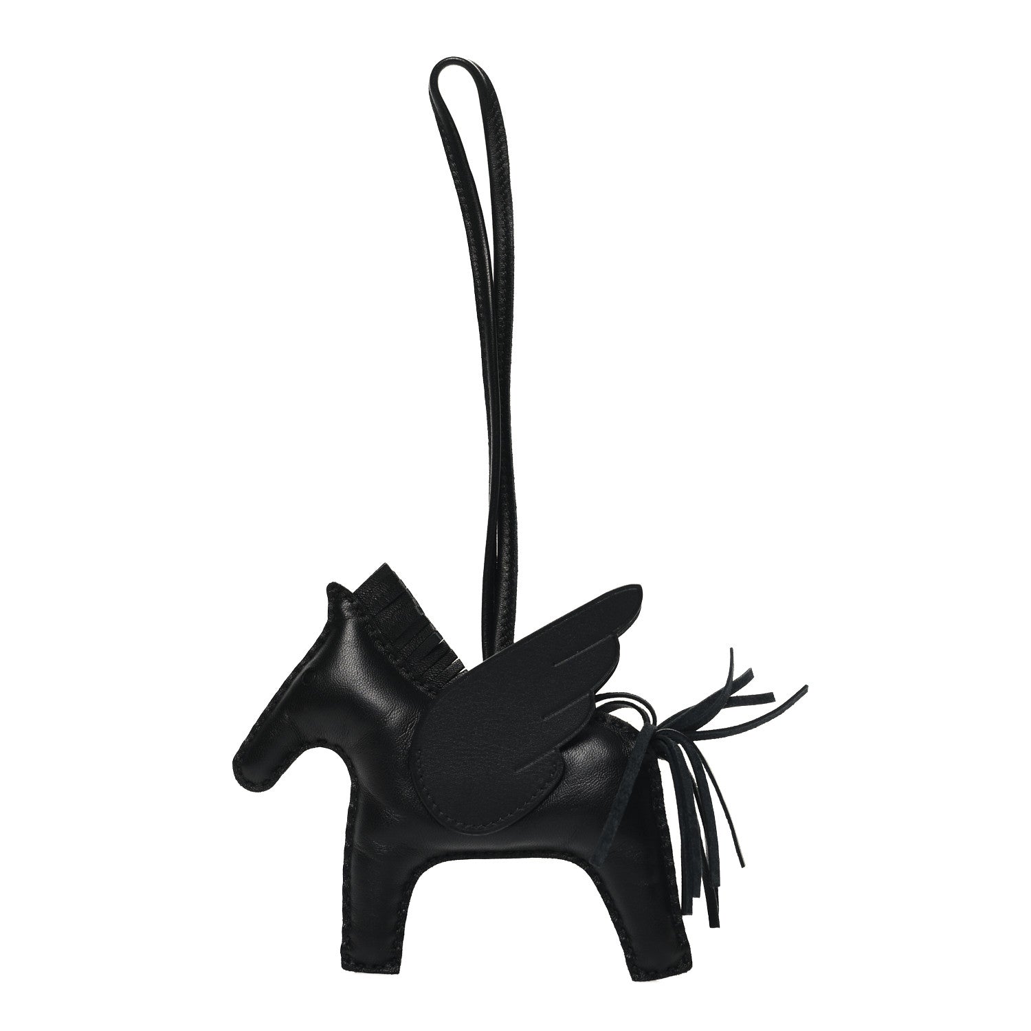 Hermes Milo Lambskin Grigri Rodeo Pegase Horse Bag Charm MM So Black 1 of 5