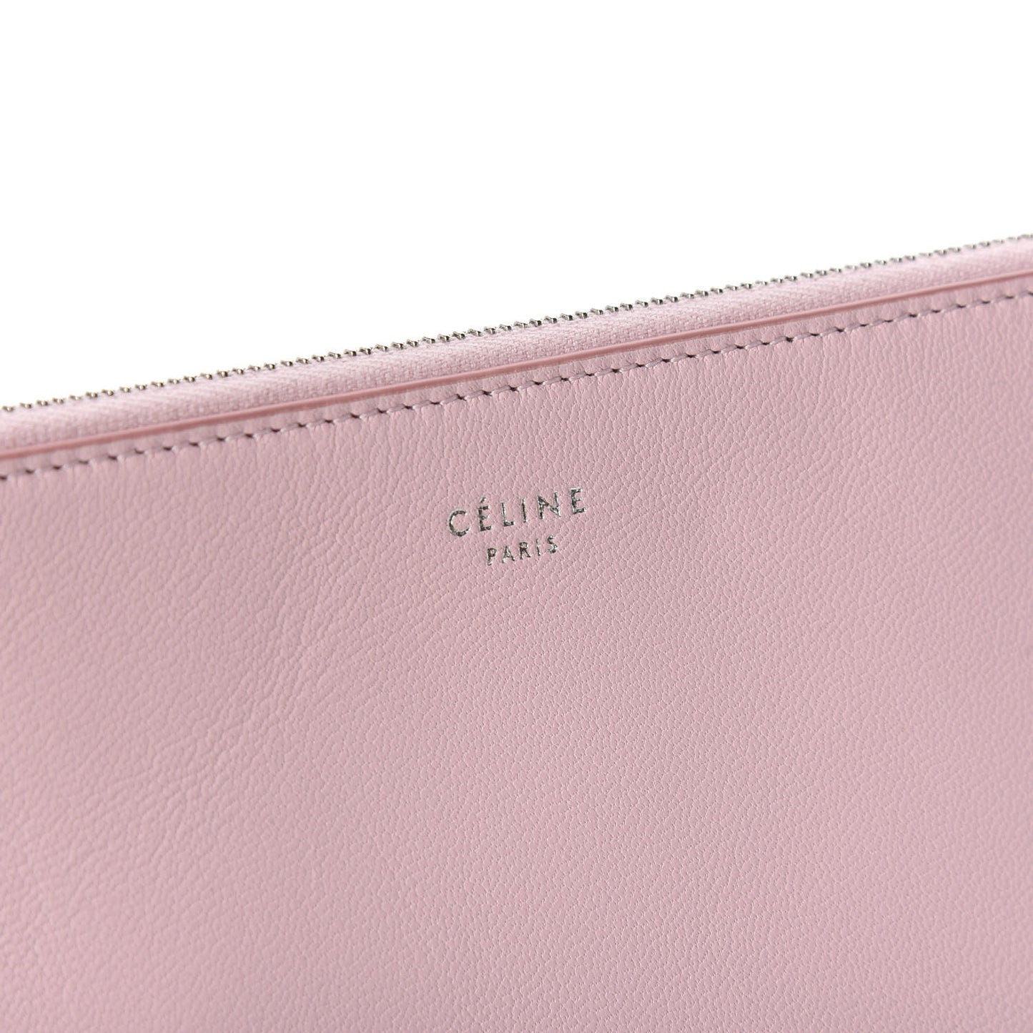 Lambskin Bi-Color Solo Clutch Pouch Pale Pink Espresso