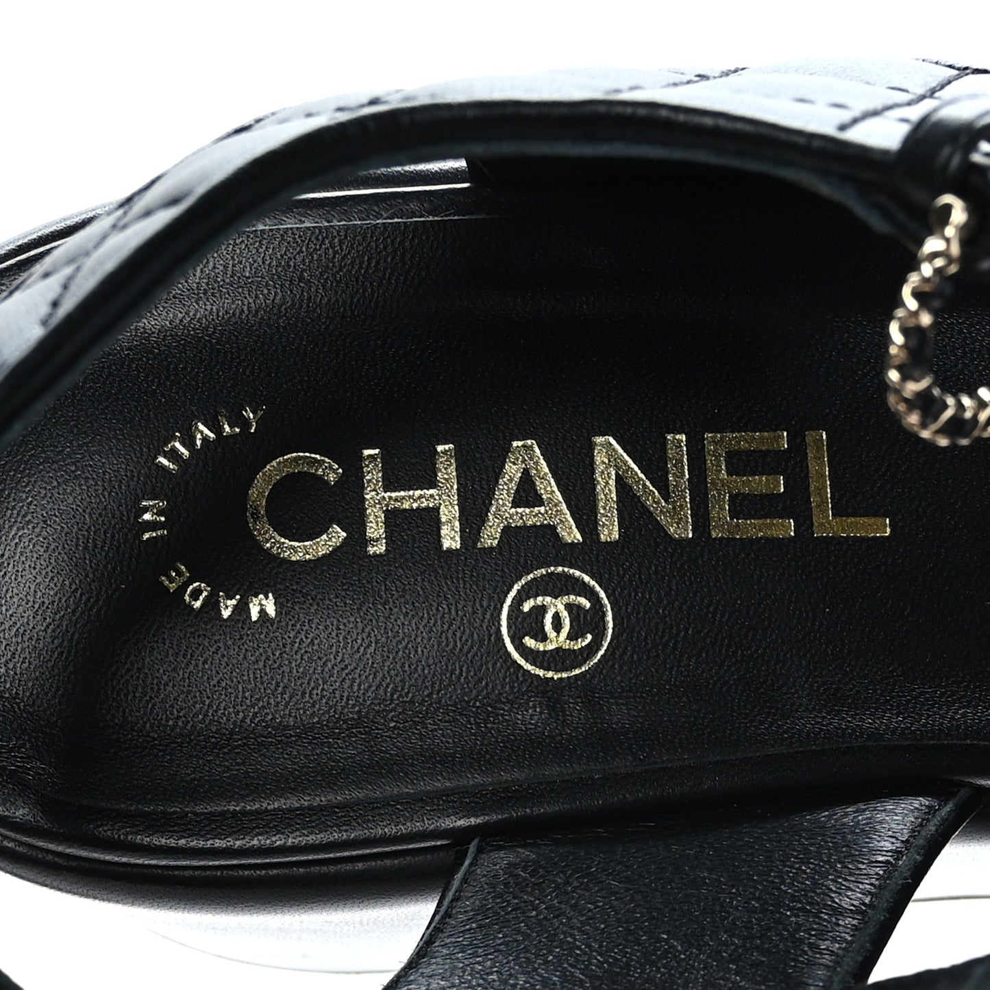 Lambskin Quilted CC Platform Sandals 41 Black