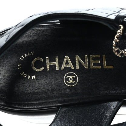 Chanel Lambskin Quilted CC Platform Sandals 41 Black 7 of 8