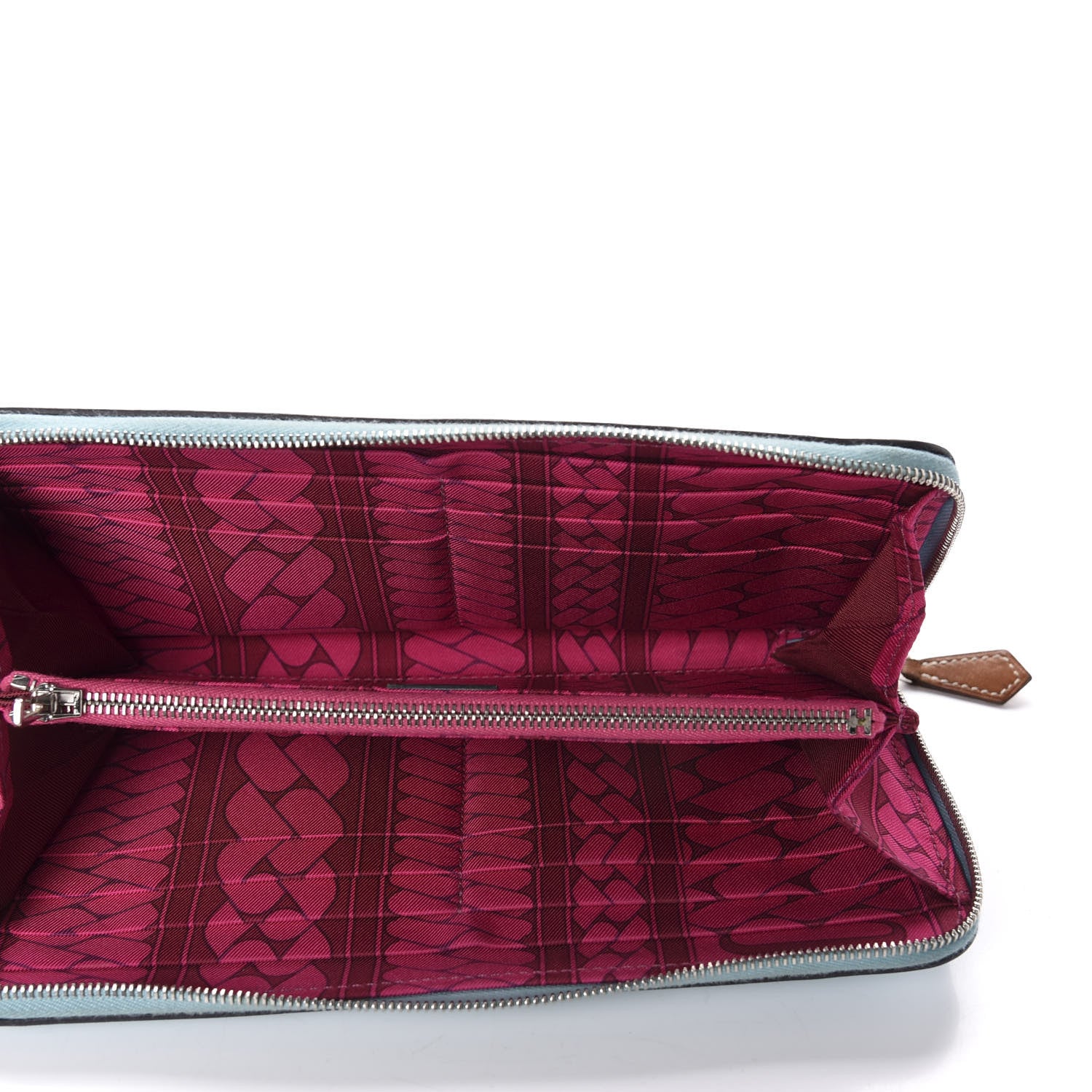 Hermes Epsom Silk'In Wallet Bleu Atoll Rose Tyrien 5 of 7