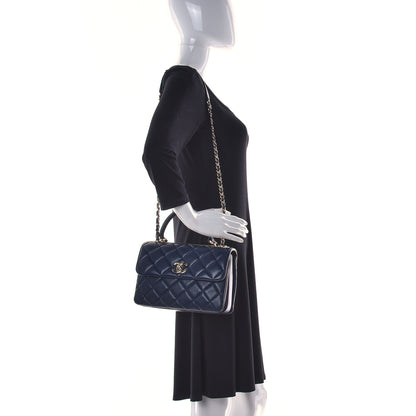 Chanel Lambskin Quilted Medium Trendy CC Flap Dual Handle Bag Navy Blue 2 of 10