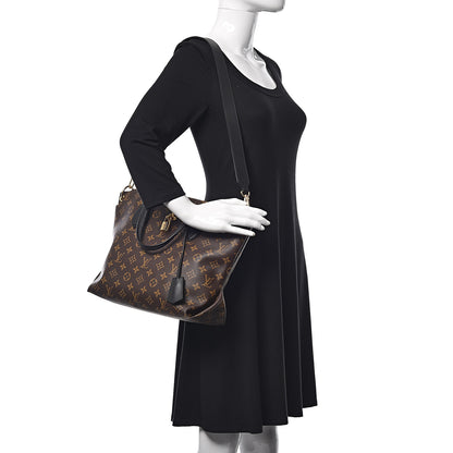 Louis Vuitton Monogram Flower Zipped Tote MM Black 3 of 10
