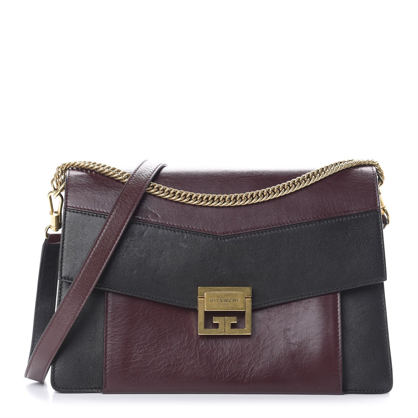 Crinkled Patent Calfskin Medium GV3 Flap Black Burgundy