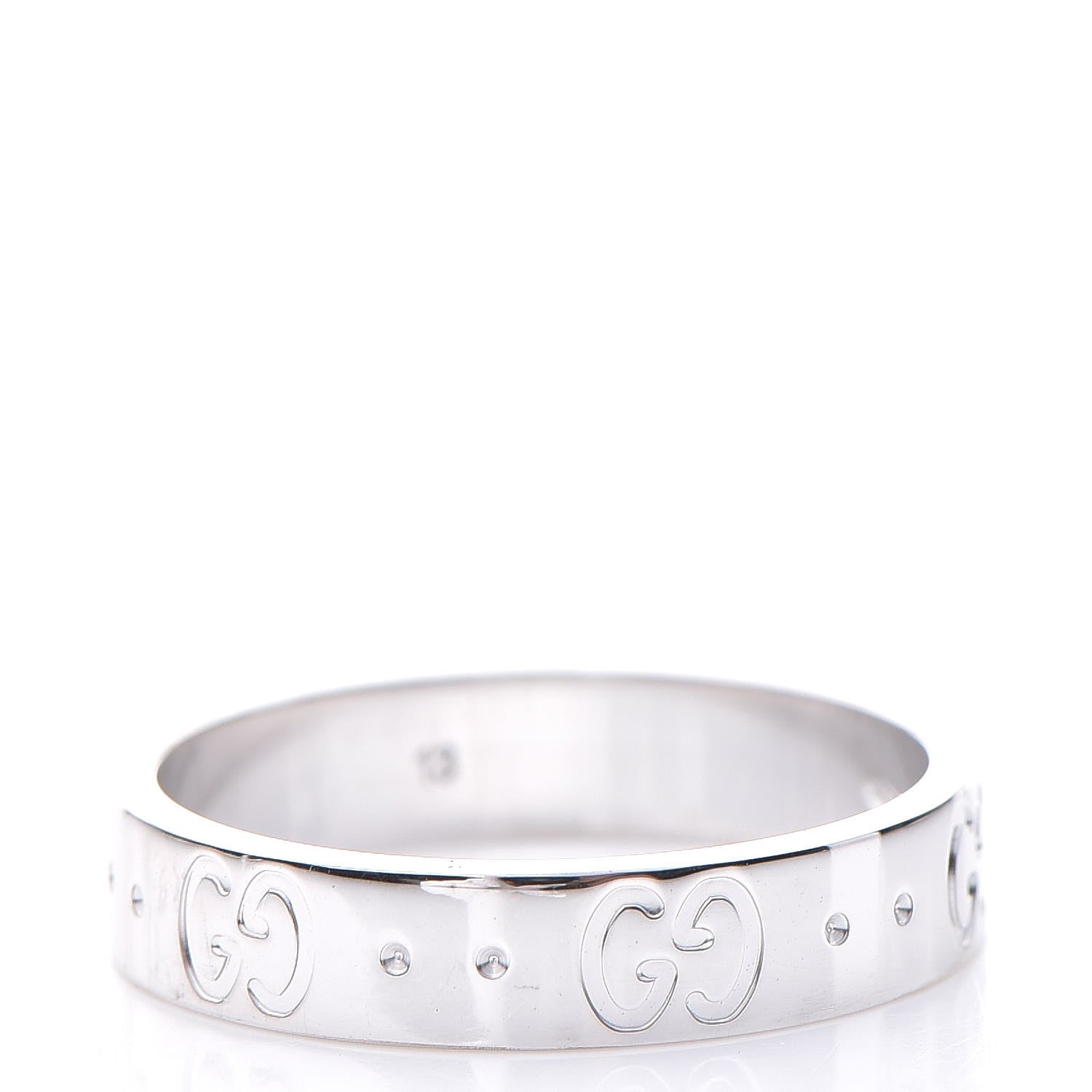 Gucci 18K White Gold 4mm Icon Thin Band Ring 53.1 6.5 3 of 5