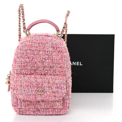 Chanel Tweed Quilted CC Mini Classic Backpack Pink 11 of 11