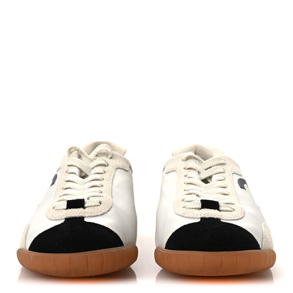 Chanel Calfskin Embossed Suede Sneakers 39.5 White Black 3 of 10