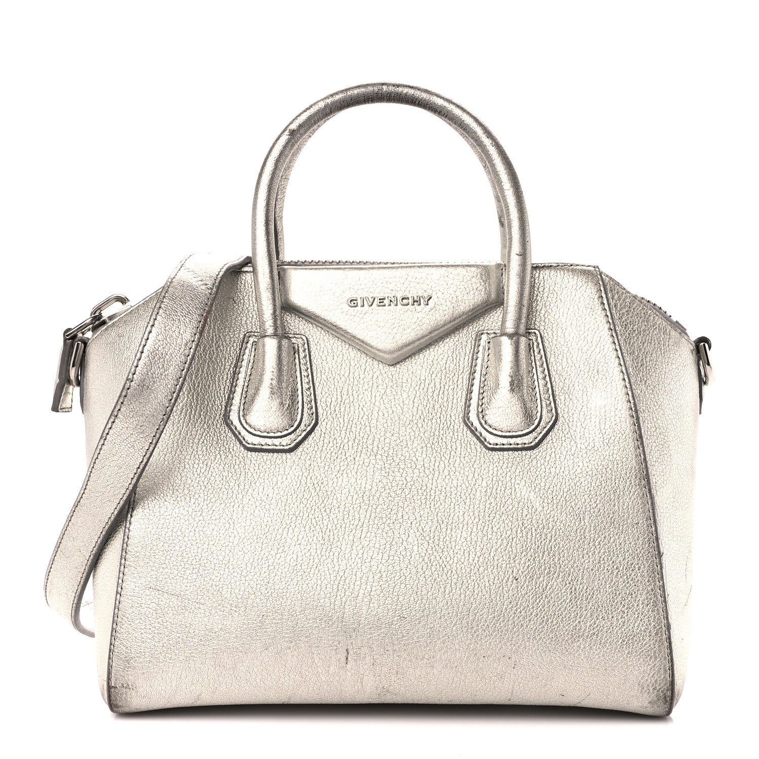 Givenchy Metallic Sugar Goatskin Small Antigona Silver 1 of 18