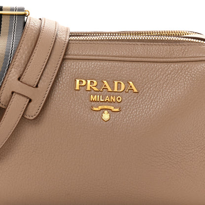 Prada Vitello Daino Medium Double Zip Shoulder Bag Cammeo 8 of 10