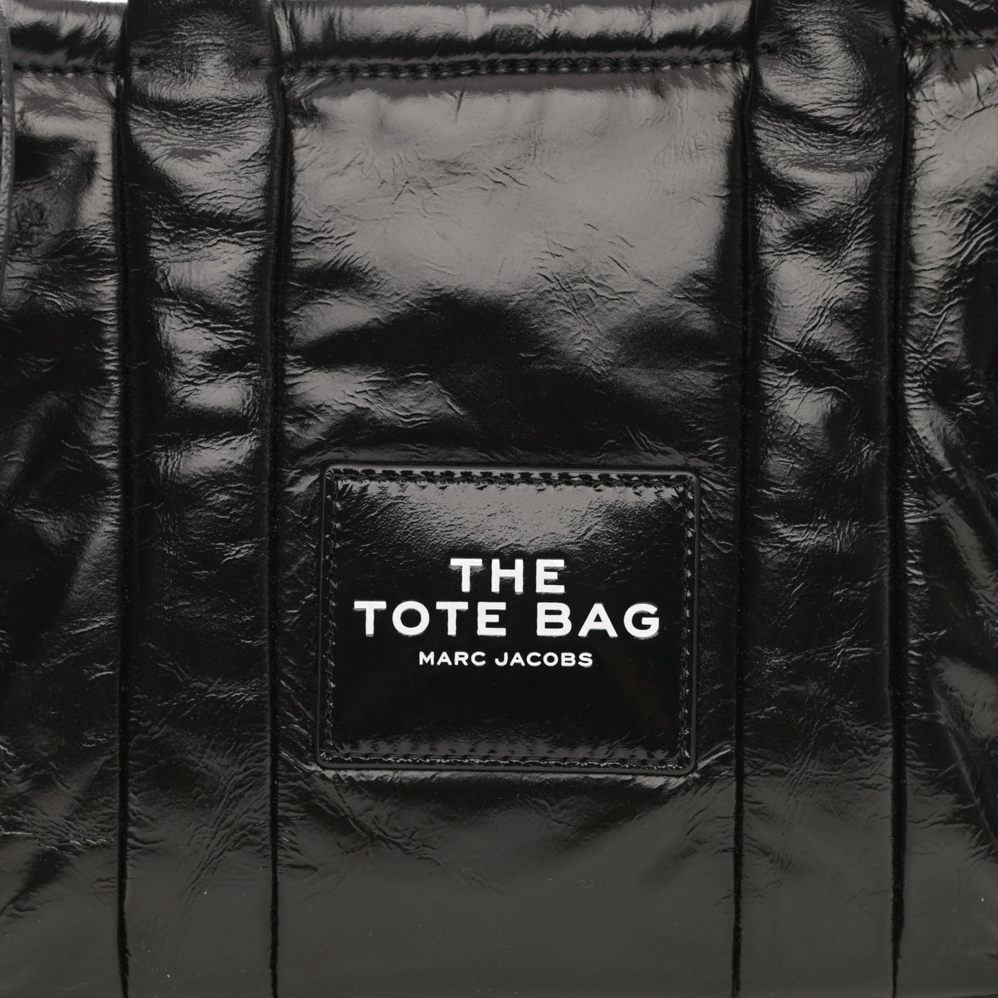 Shiny Crinkled Calfskin Small The Tote Bag Black