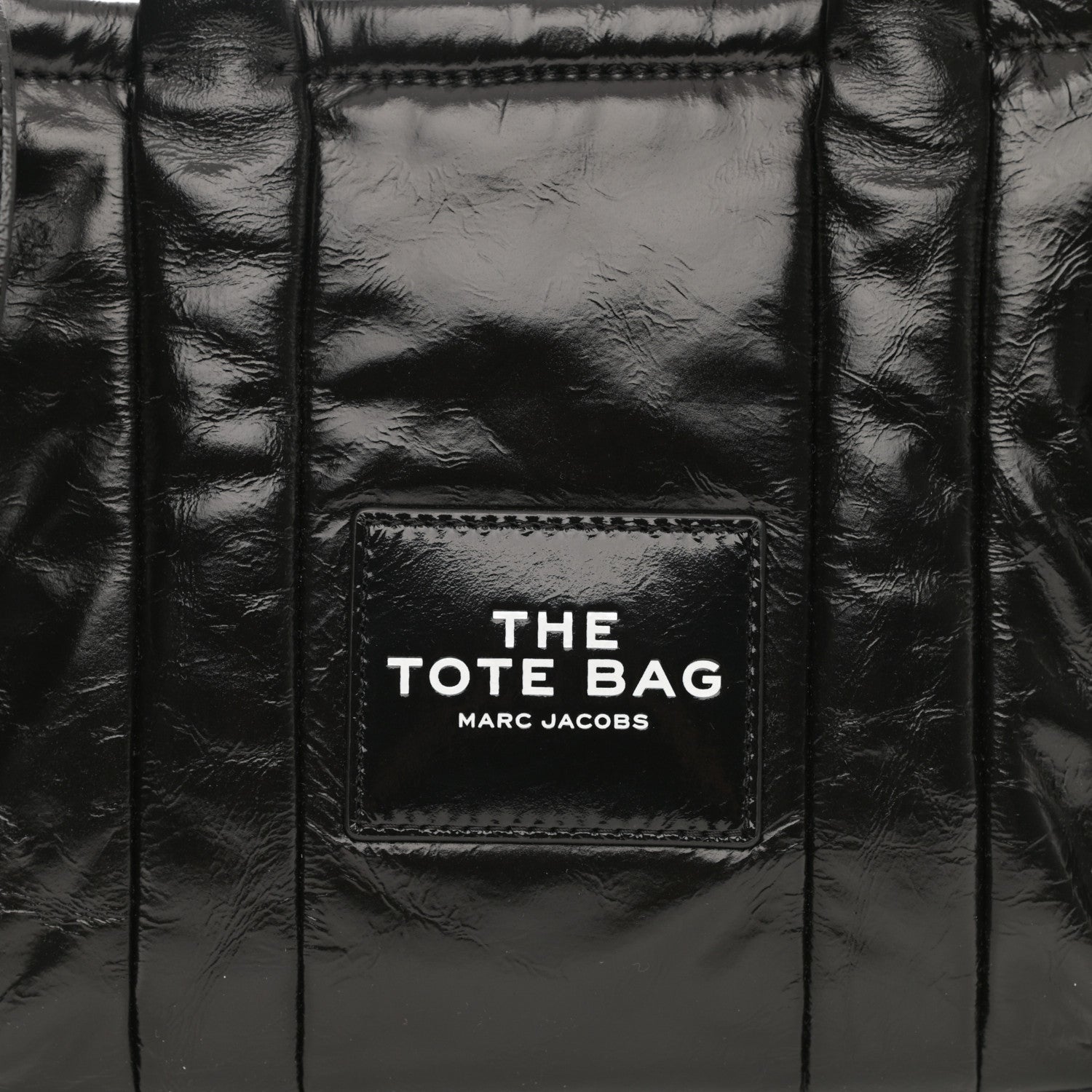 Marc Jacobs Shiny Crinkled Calfskin Small The Tote Bag Black 7 of 11