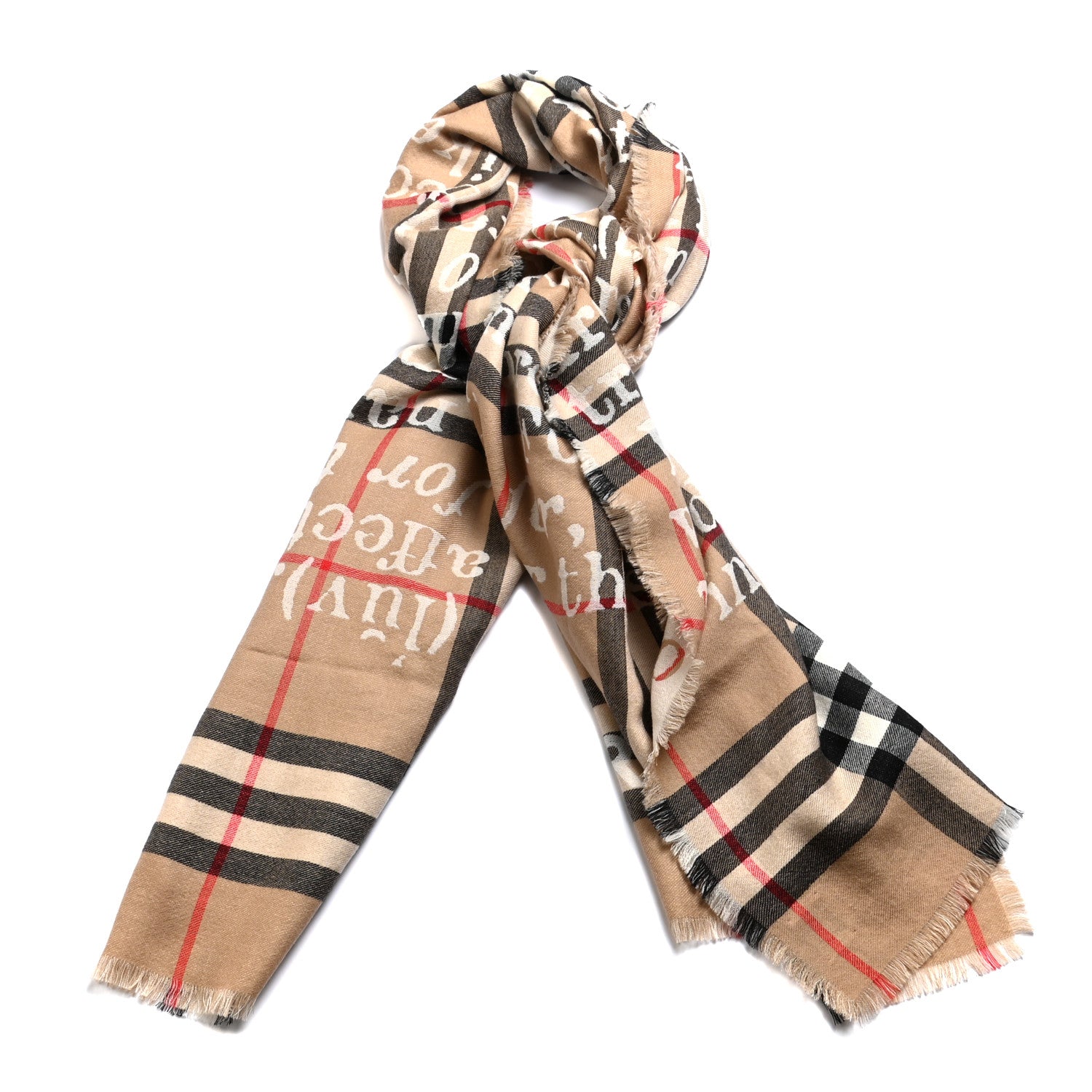 Burberry Cashmere Love and Check Scarf Archive Beige 1 of 4