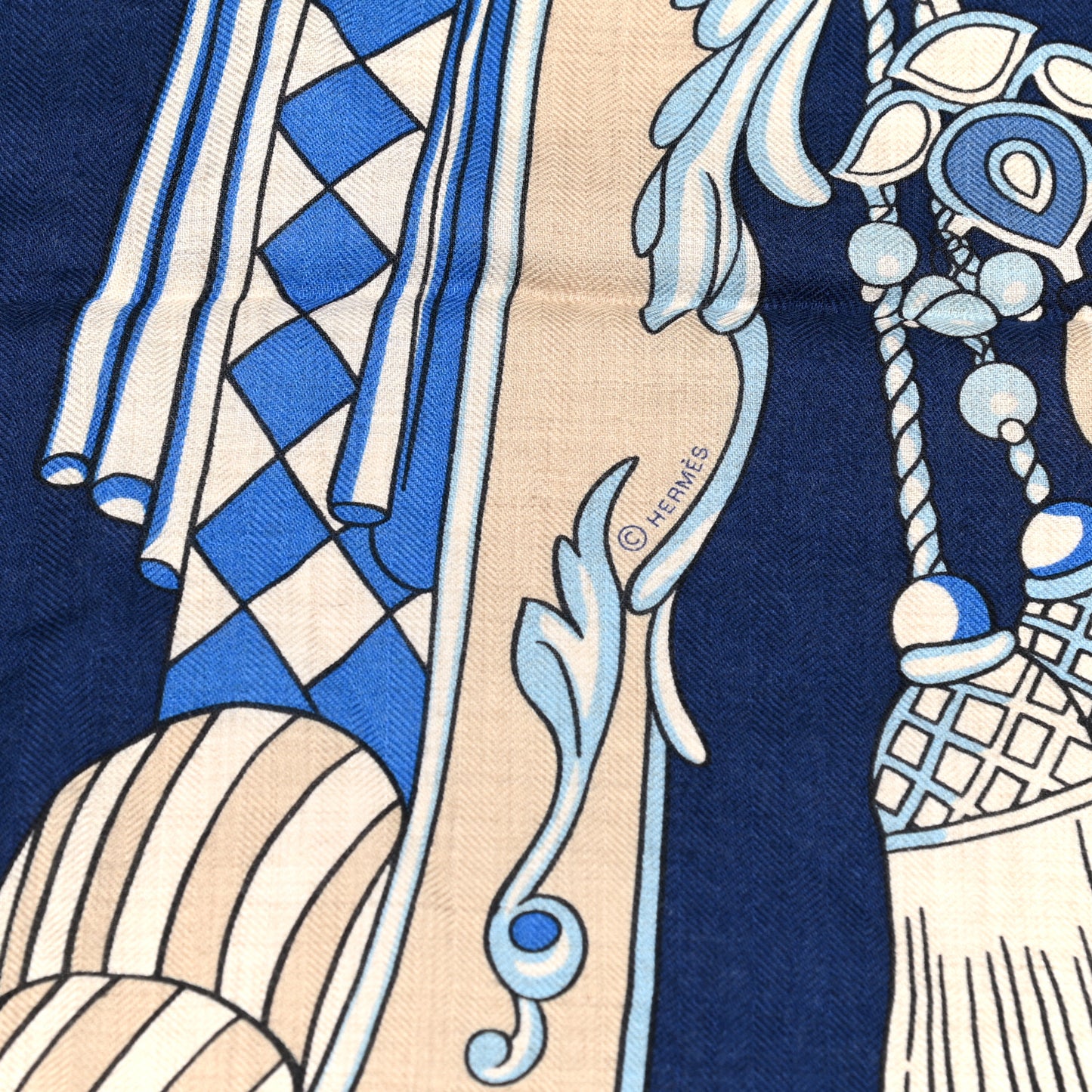 Cashmere Silk Coup De Gala Shawl 140 Marine Naturel Ciel