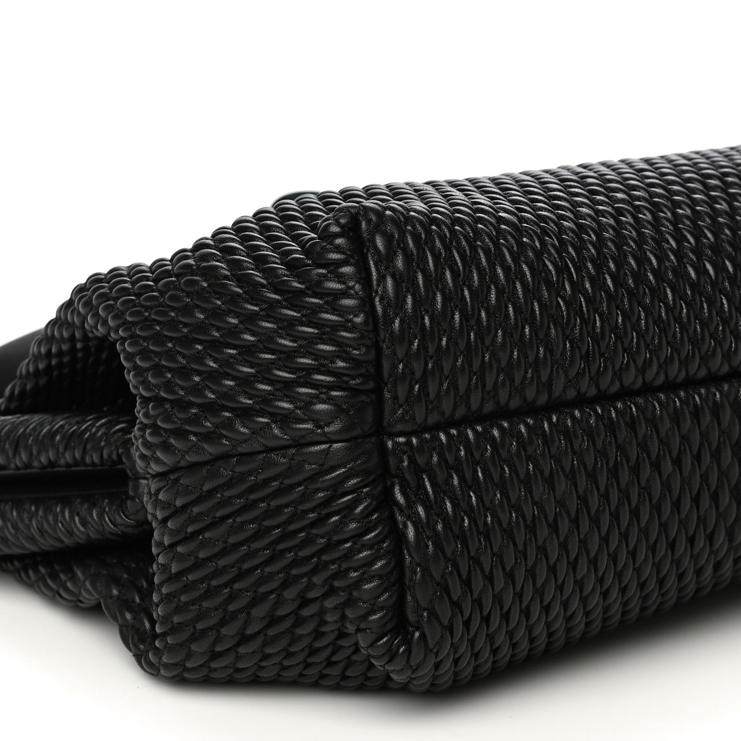 Bottega Veneta Lambskin Knit Small The Point Triangle Bag Black 8 of 12