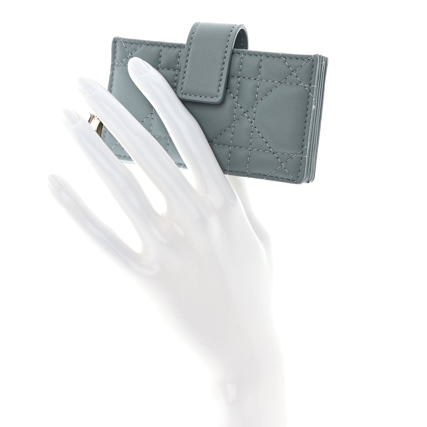 Lambskin Cannage Lady Dior 5-Gusset Card Holder Cloud Blue