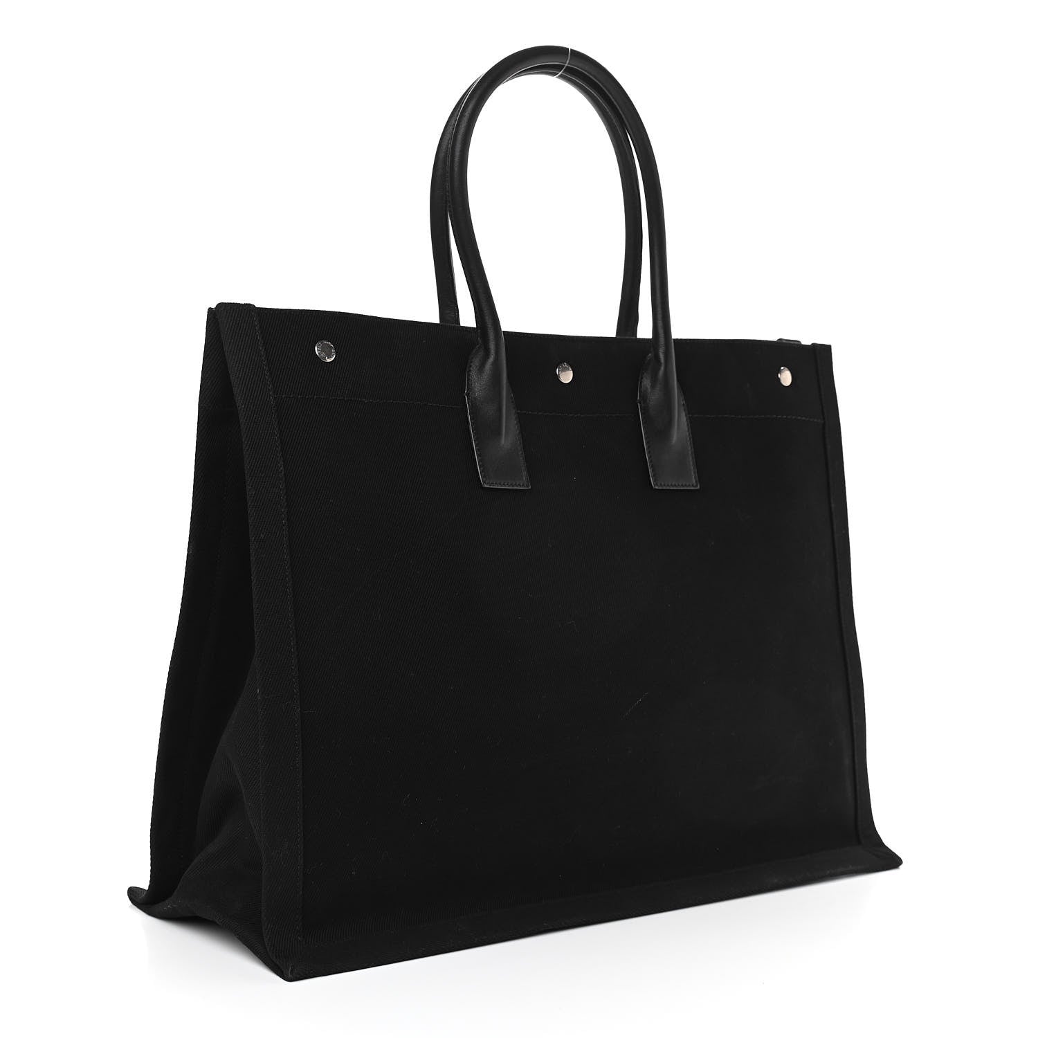 Saint Laurent Linen Calfskin Rive Gauche Tote Black 3 of 10