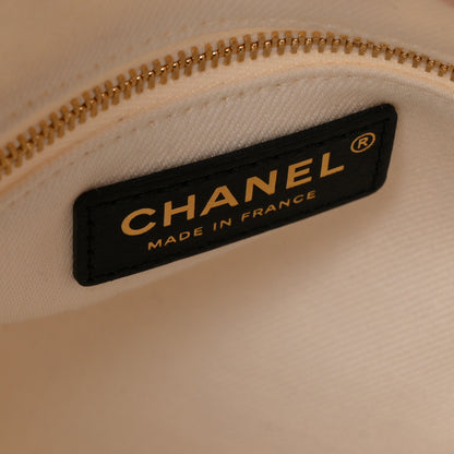 Chanel Denim Calfskin Quilted Coco Beach Small Shopping Tote White Black 7 of 11