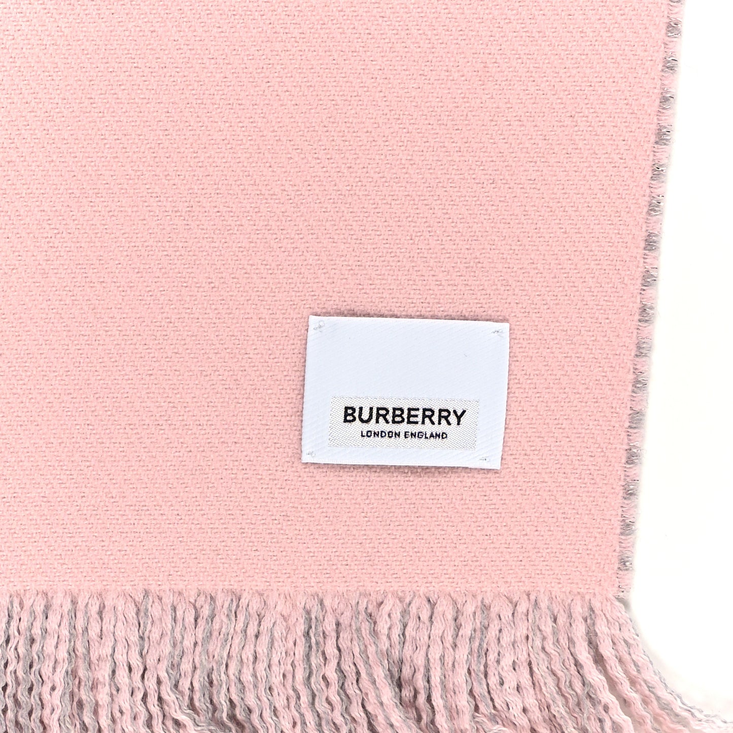 Wool Jacquard Logo Scarf Grey Pink