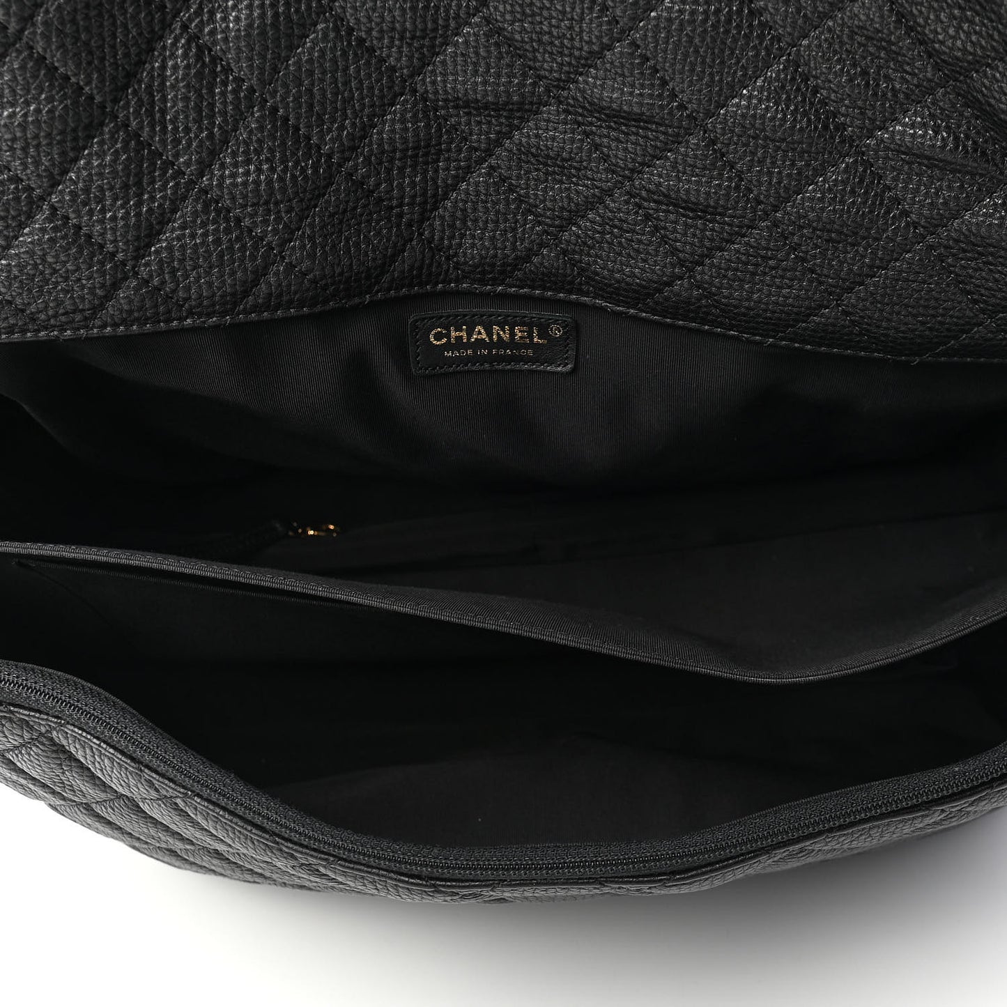Calfskin Quilted XXL Travel Flap Bag Black