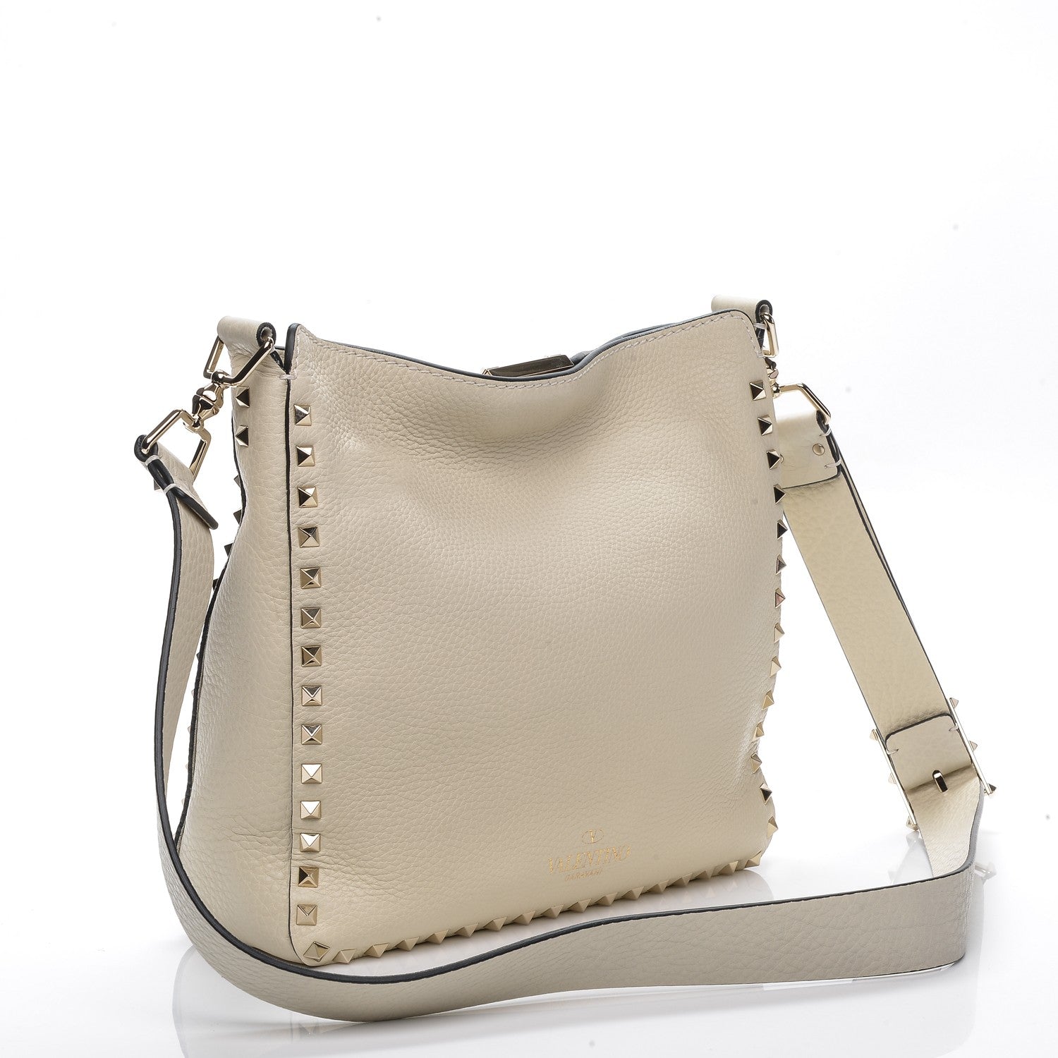 Valentino Garavani Pebbled Calfskin Small Rockstud Flip-Lock Messenger Bag Light Ivory 3 of 6