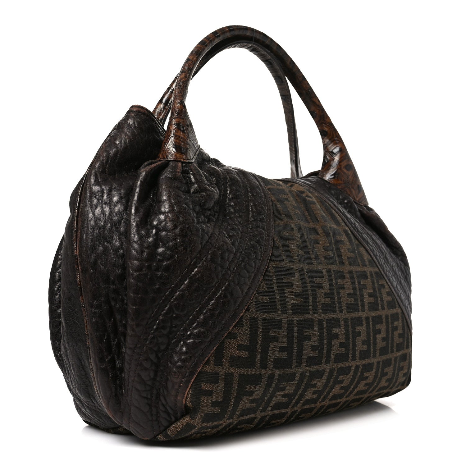 Fendi Zucca Nappa Nuvolata Vitello Tortuga Spy Tobacco Moro 3 of 11