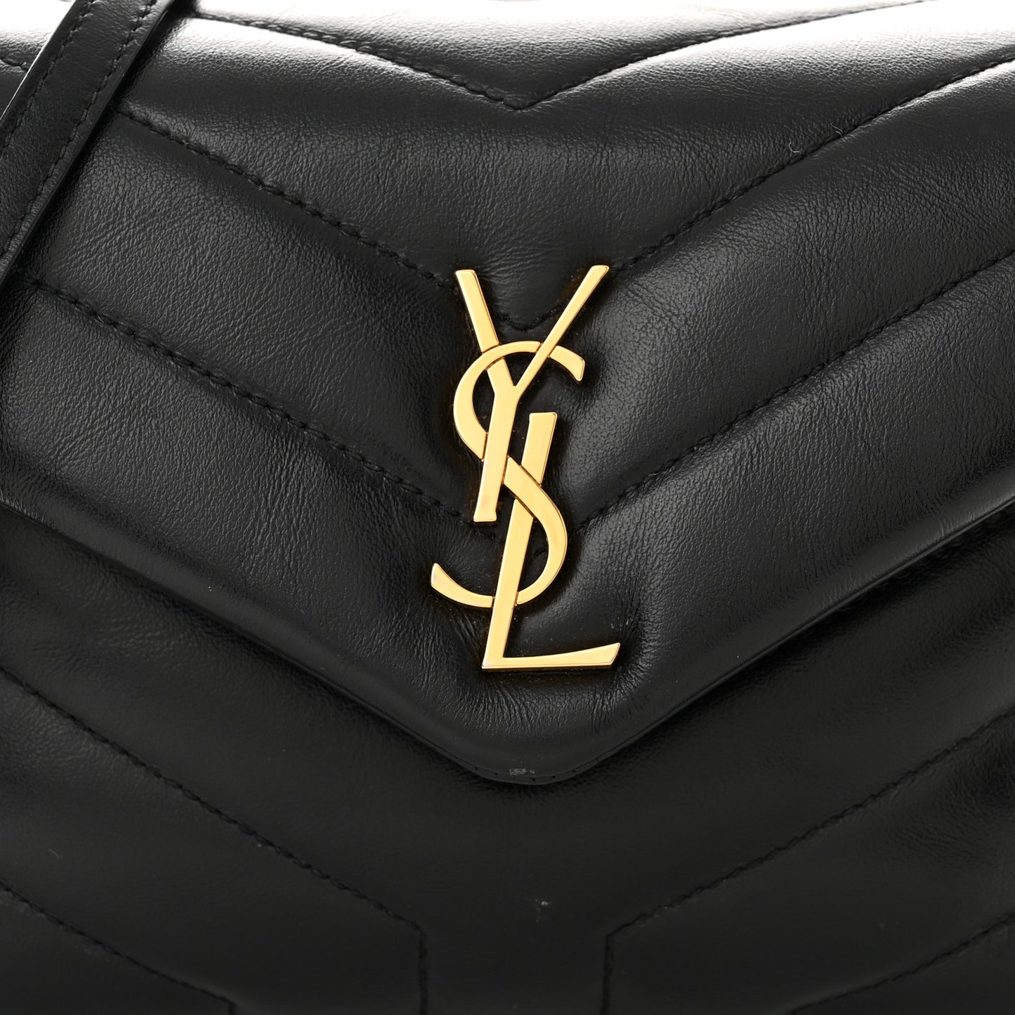 Calfskin Y Quilted Monogram Toy Loulou Crossbody Bag Black