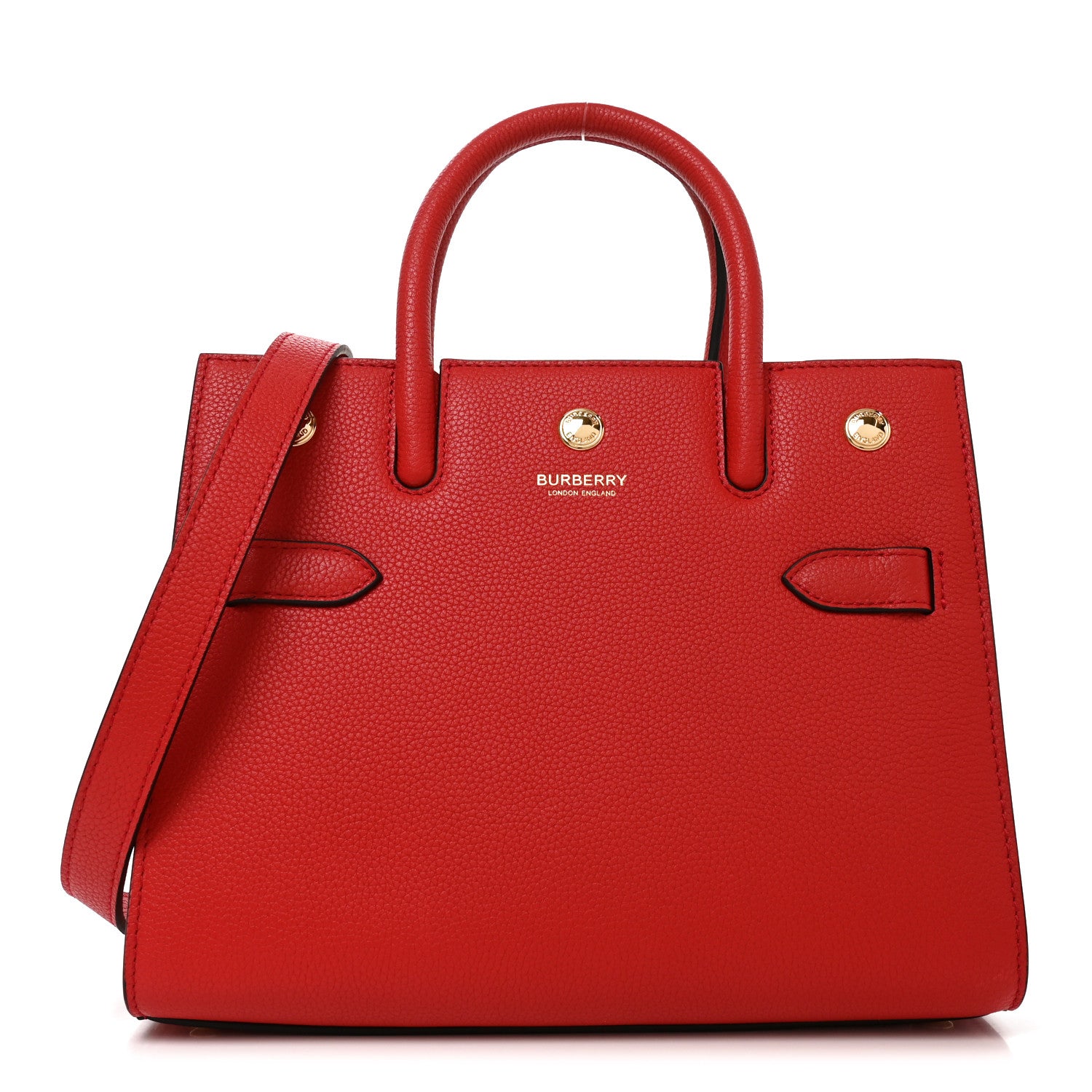 Burberry Grainy Calfskin Two Handle Title Bag Red 1 of 9