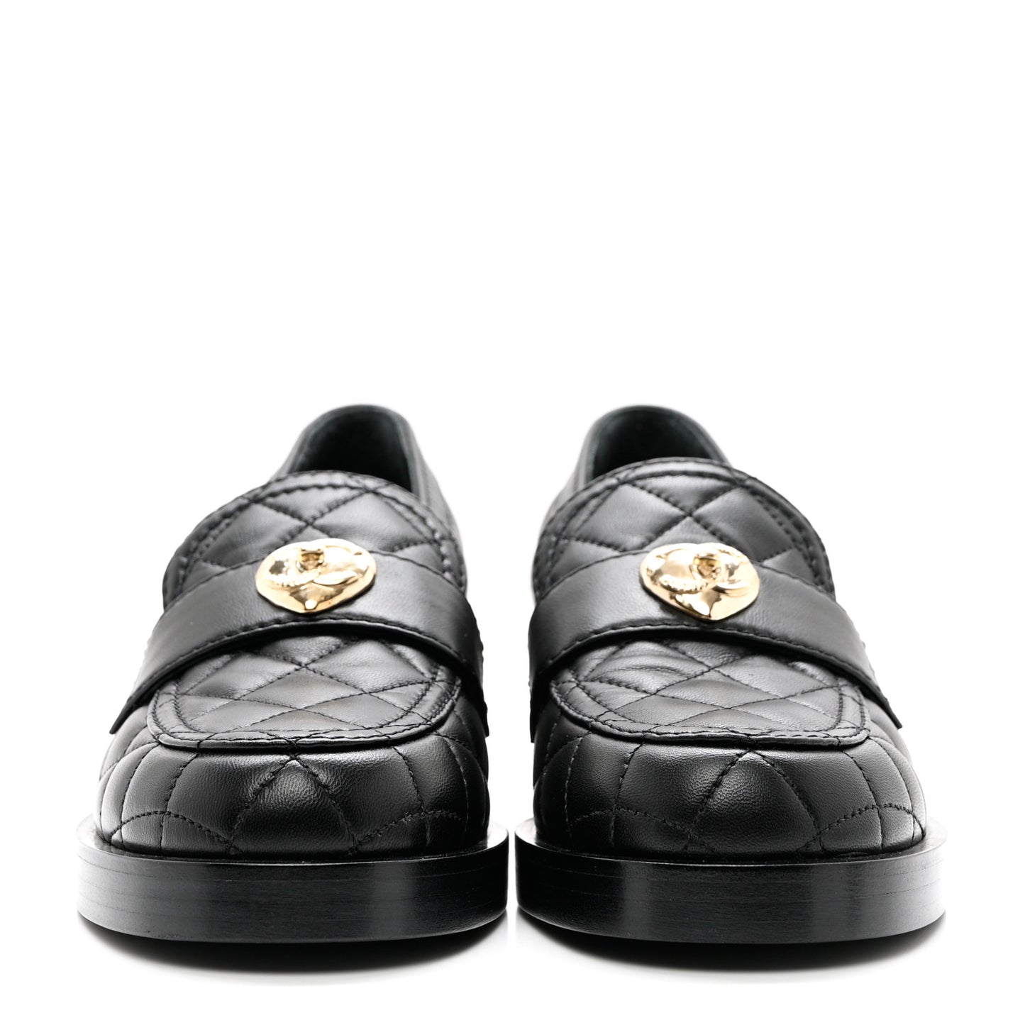 Lambskin Quilted CC Heart Loafers 37 Black