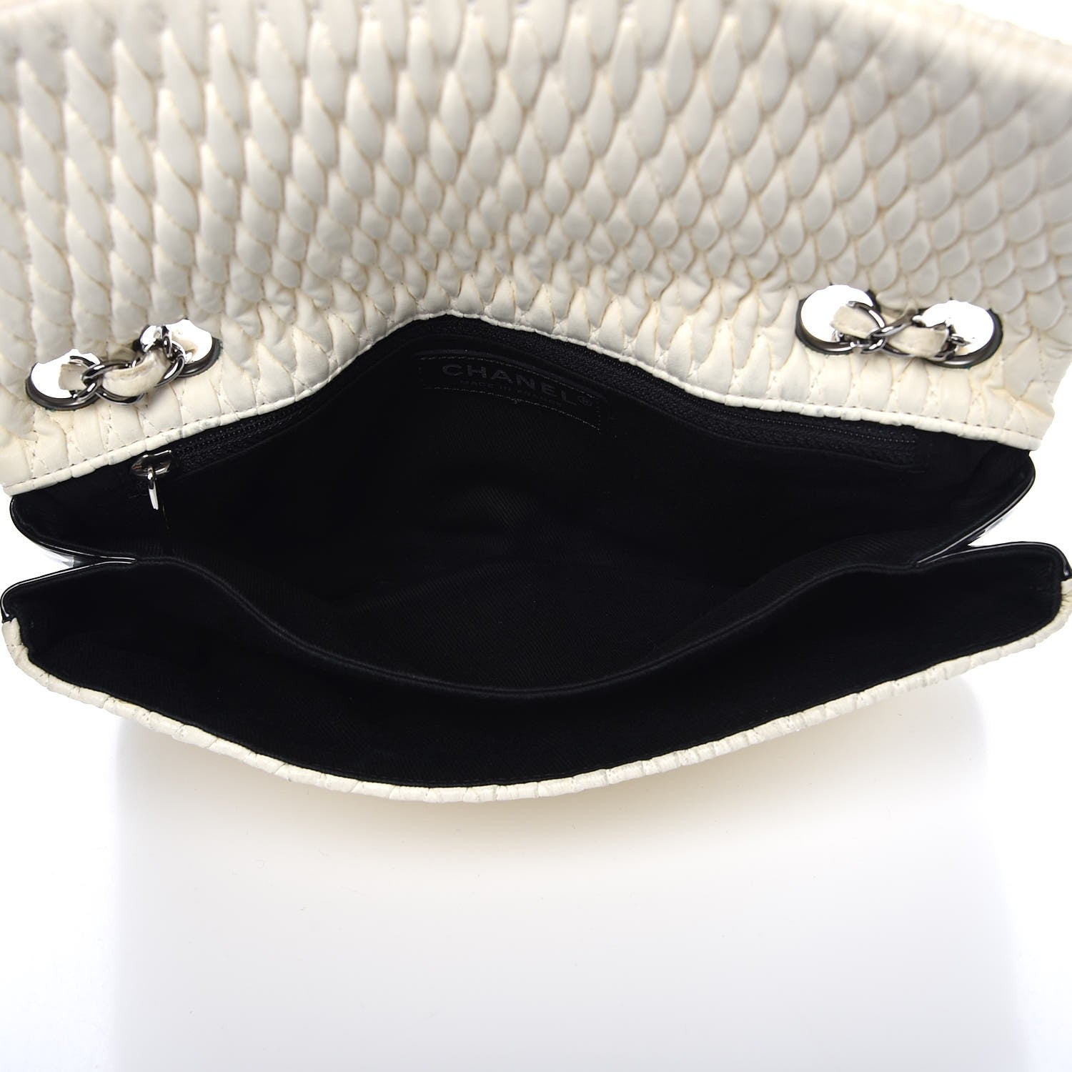 Chanel Vinyl Lambskin Quilted Shoulder Flap Beige Black 6 of 10