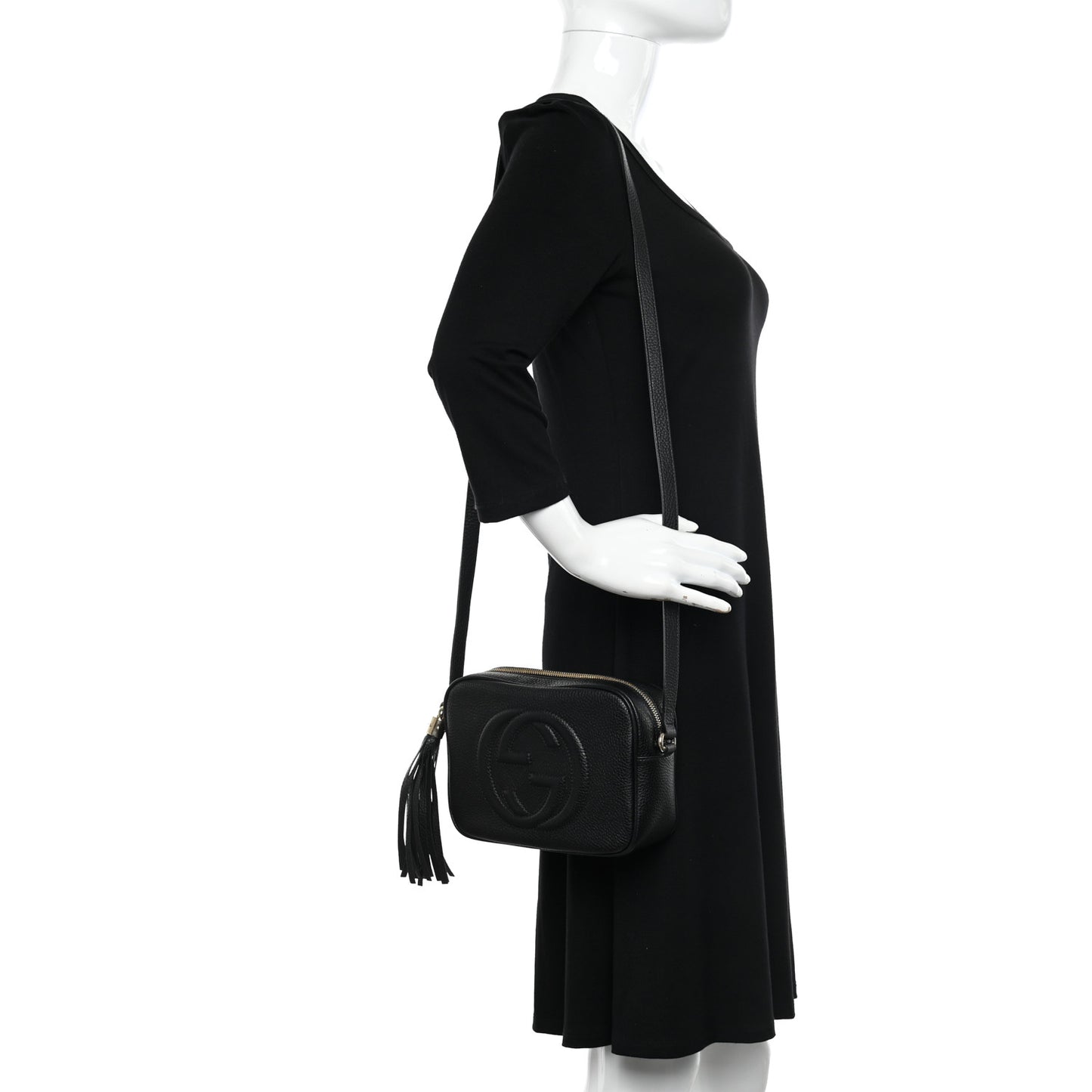 Pebbled Calfskin Small Soho Disco Bag Black