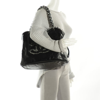 Chanel Tweed Lambskin Drawstring Tweedy Tote Black 4 of 7