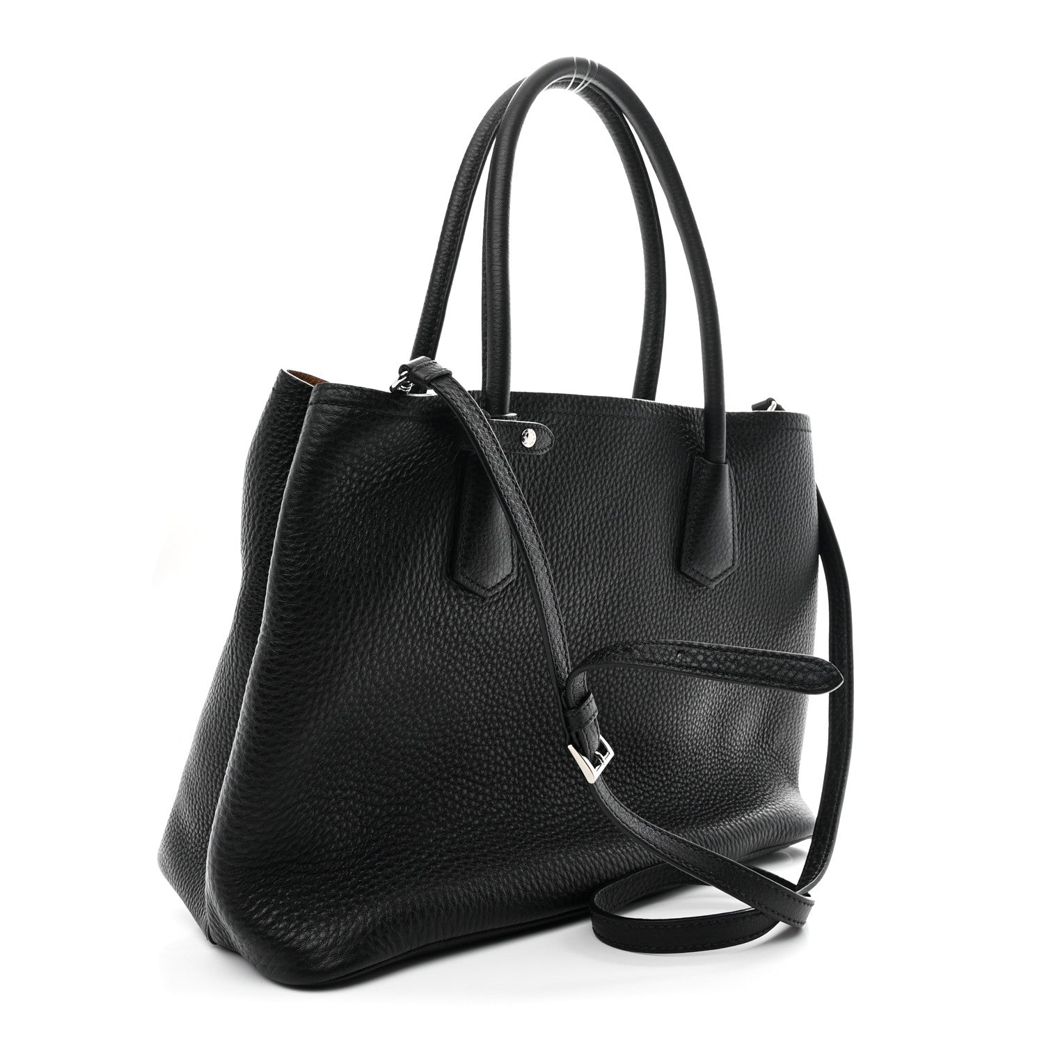 Prada Vitello Daino Medium Double Tote Black Cuoio Black Cuoio 3 of 11