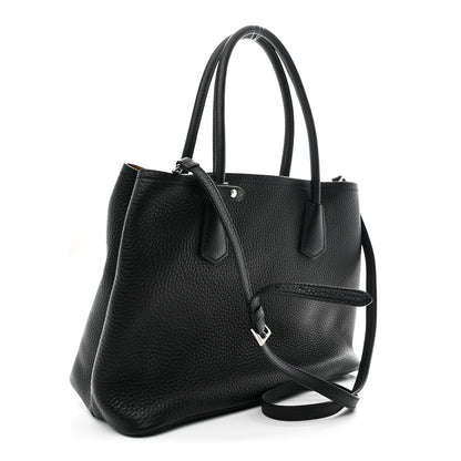 Prada Vitello Daino Medium Double Tote Black Cuoio Black Cuoio 3 of 11