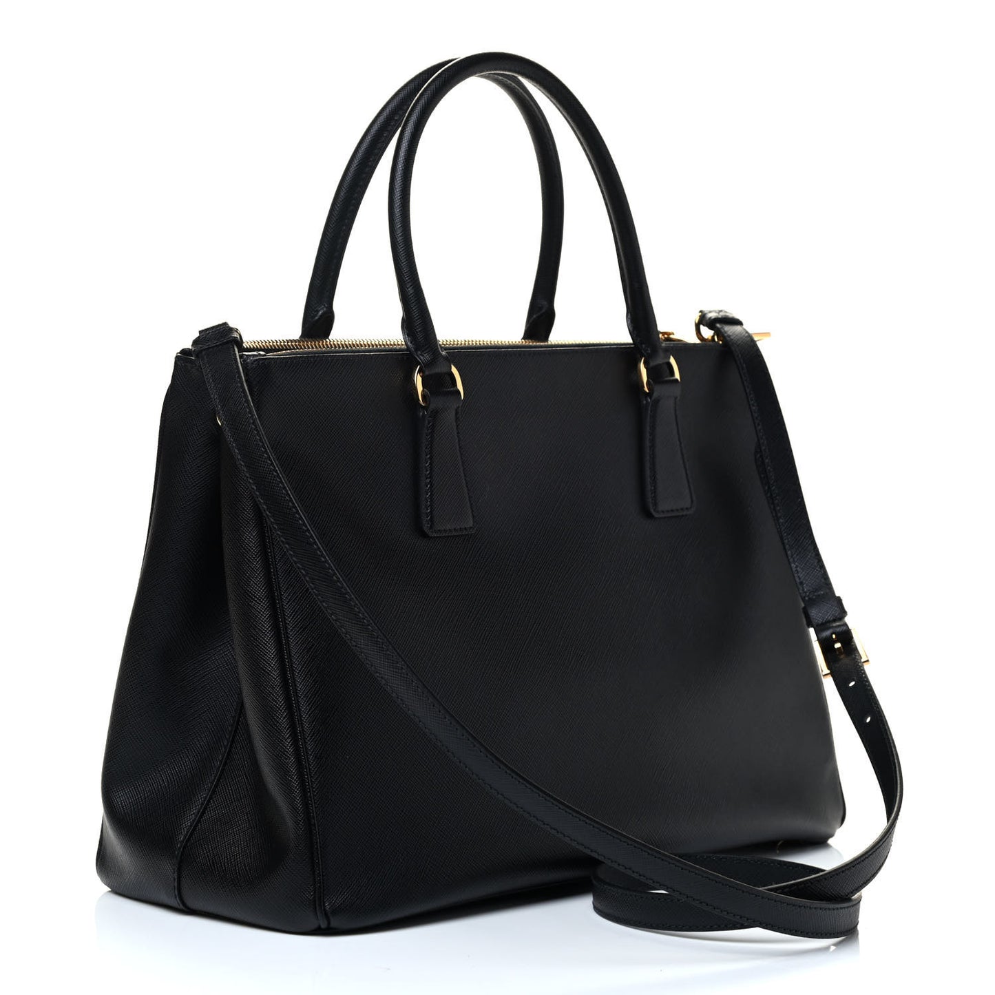 Saffiano Medium Galleria Double Zip Tote Black