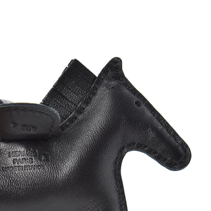 Hermes Milo Lambskin Matte Alligator Touch Grigri Rodeo Horse Bag Charm PM So Black 3 of 4