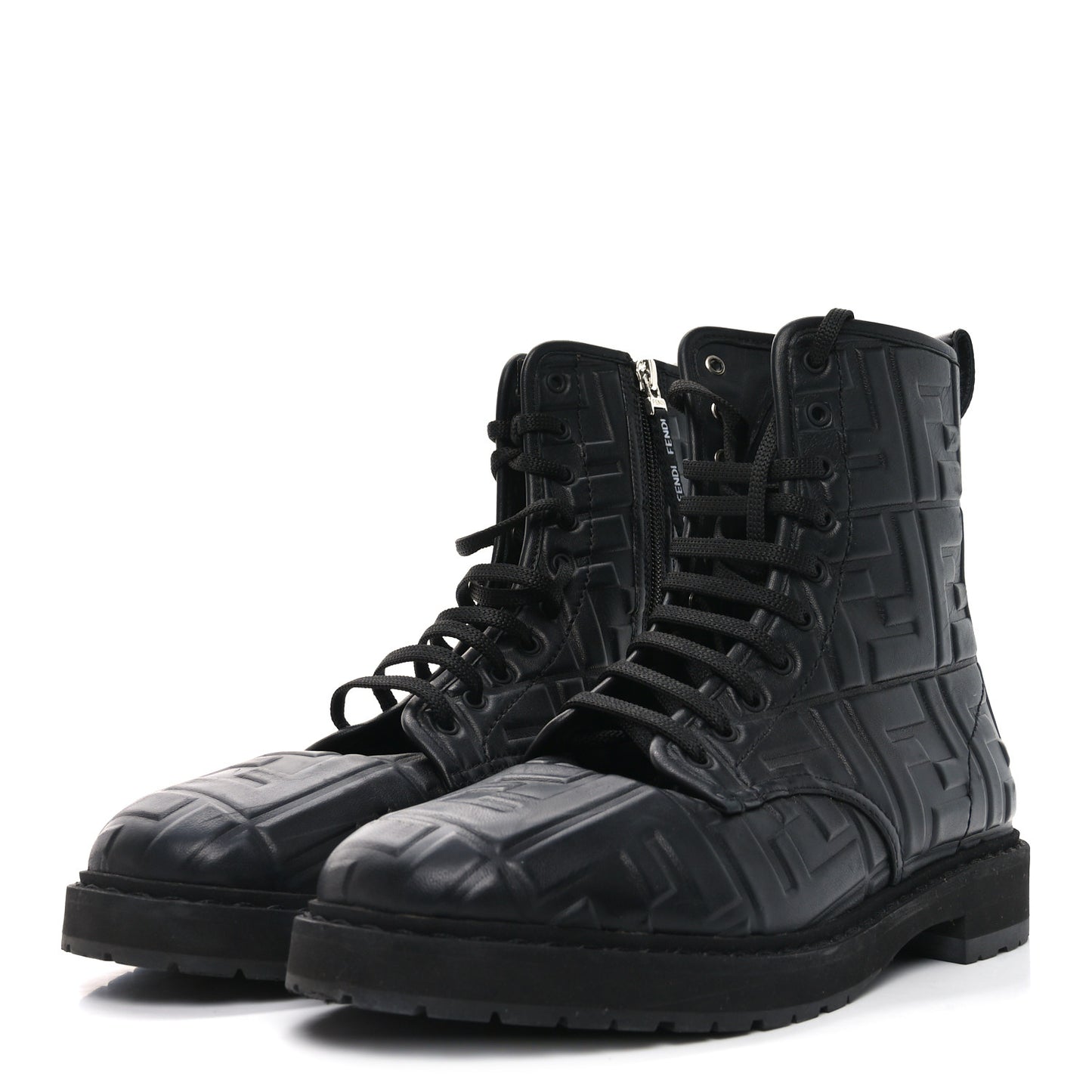 Nappa FF Embossed Womens Biker Boots 38.5 Black