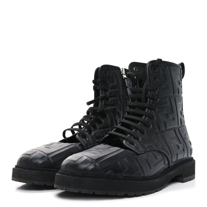 Fendi Nappa FF Embossed Womens Biker Boots 38.5 Black 3 of 7