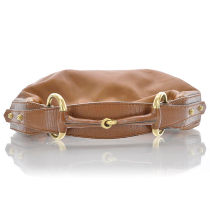 Gucci Leather Medium Horsebit Chain Hobo Tan 5 of 9
