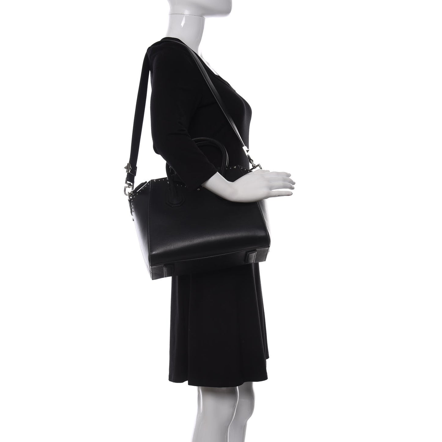 Smooth Calfskin Small Studded Antigona Black