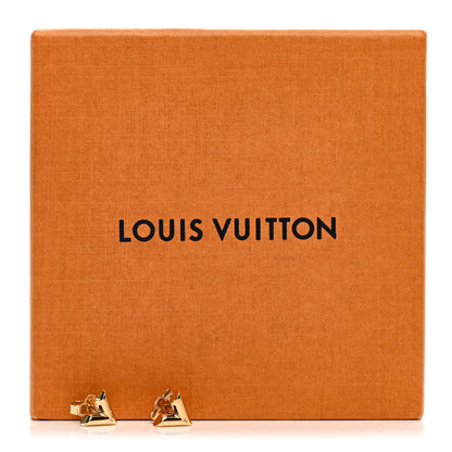 Louis Vuitton Brass Essential V Stud Earrings Gold 5 of 5