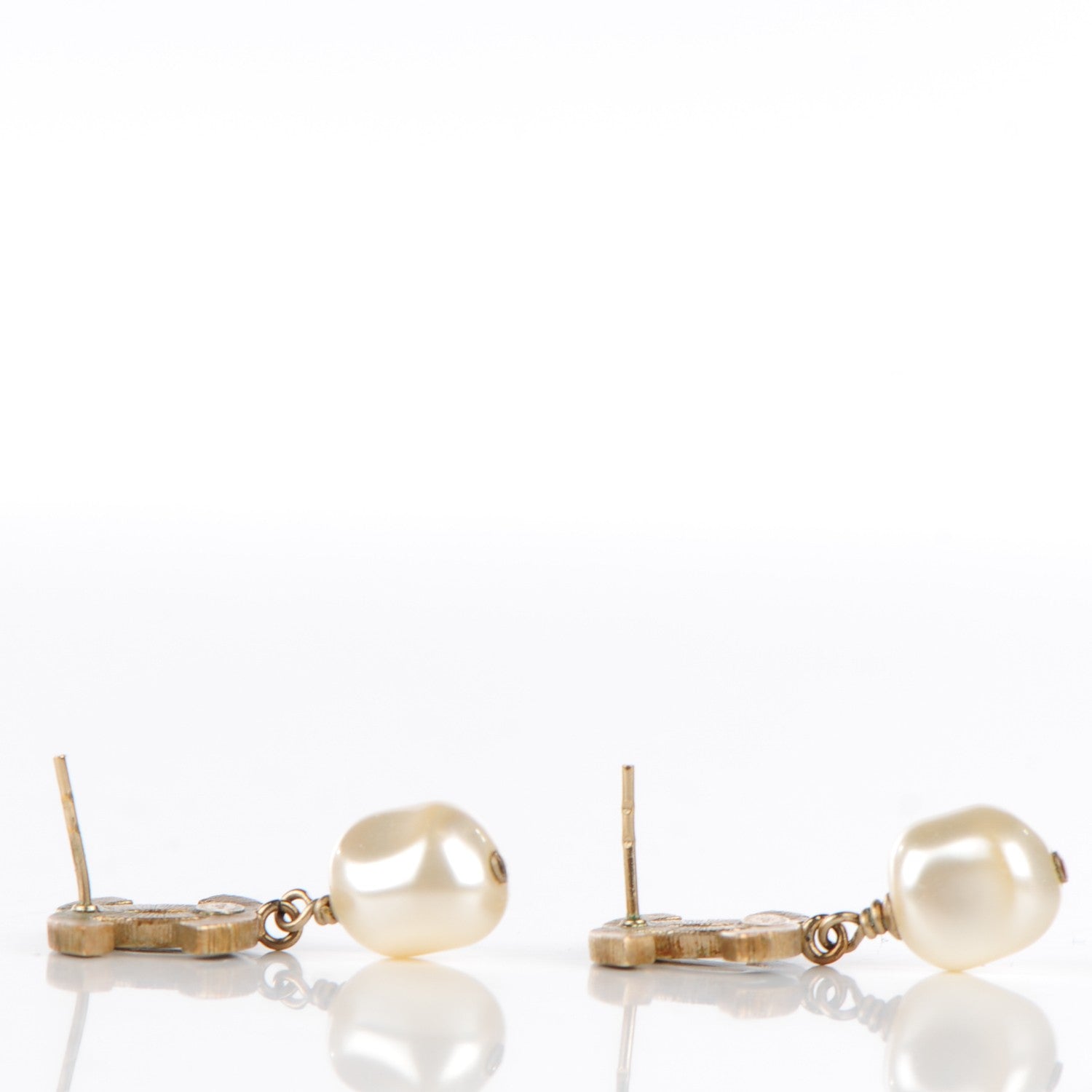 Chanel Enamel CC Pearl Drop Earrings Black Gold 3 of 5