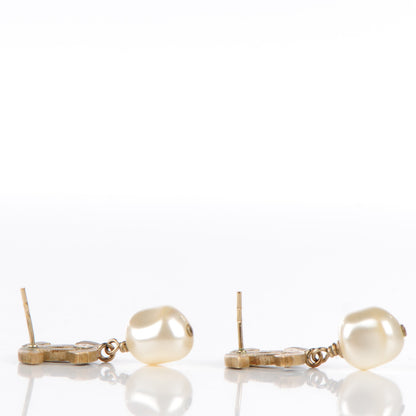 Chanel Enamel CC Pearl Drop Earrings Black Gold 3 of 5