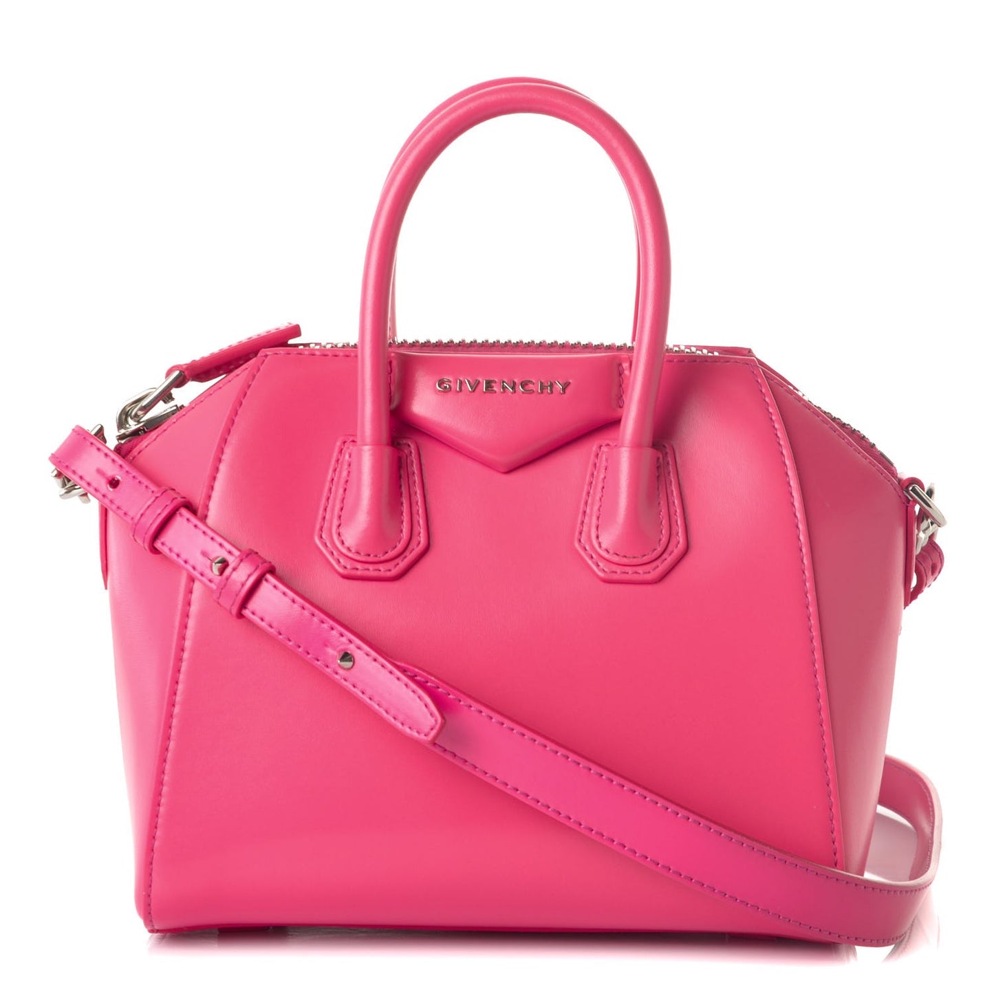 Shiny Lord Calfskin Mini Antigona Shocking Pink