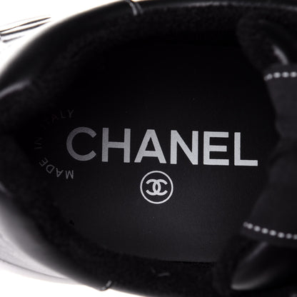 Chanel Calfskin Womens Logo Sneakers 37 Black White 9 of 11